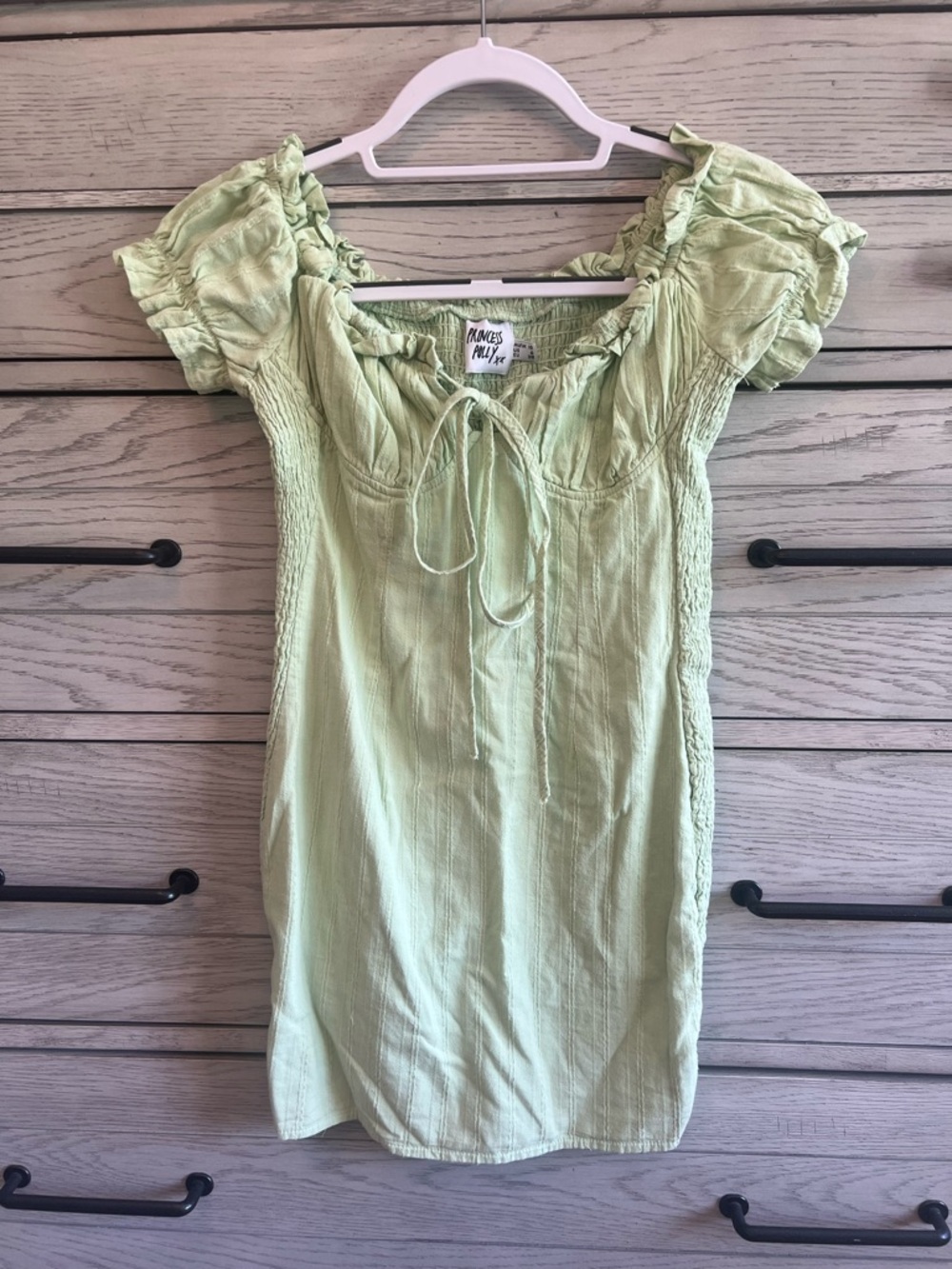 Princess Polly The Kipp Light Sage Green Puff Sleeve Mini Dress